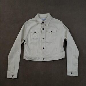 Vineyard Vines‎ Jacket Womens Medium White Stretch Denim Trucker Cropped Pockets